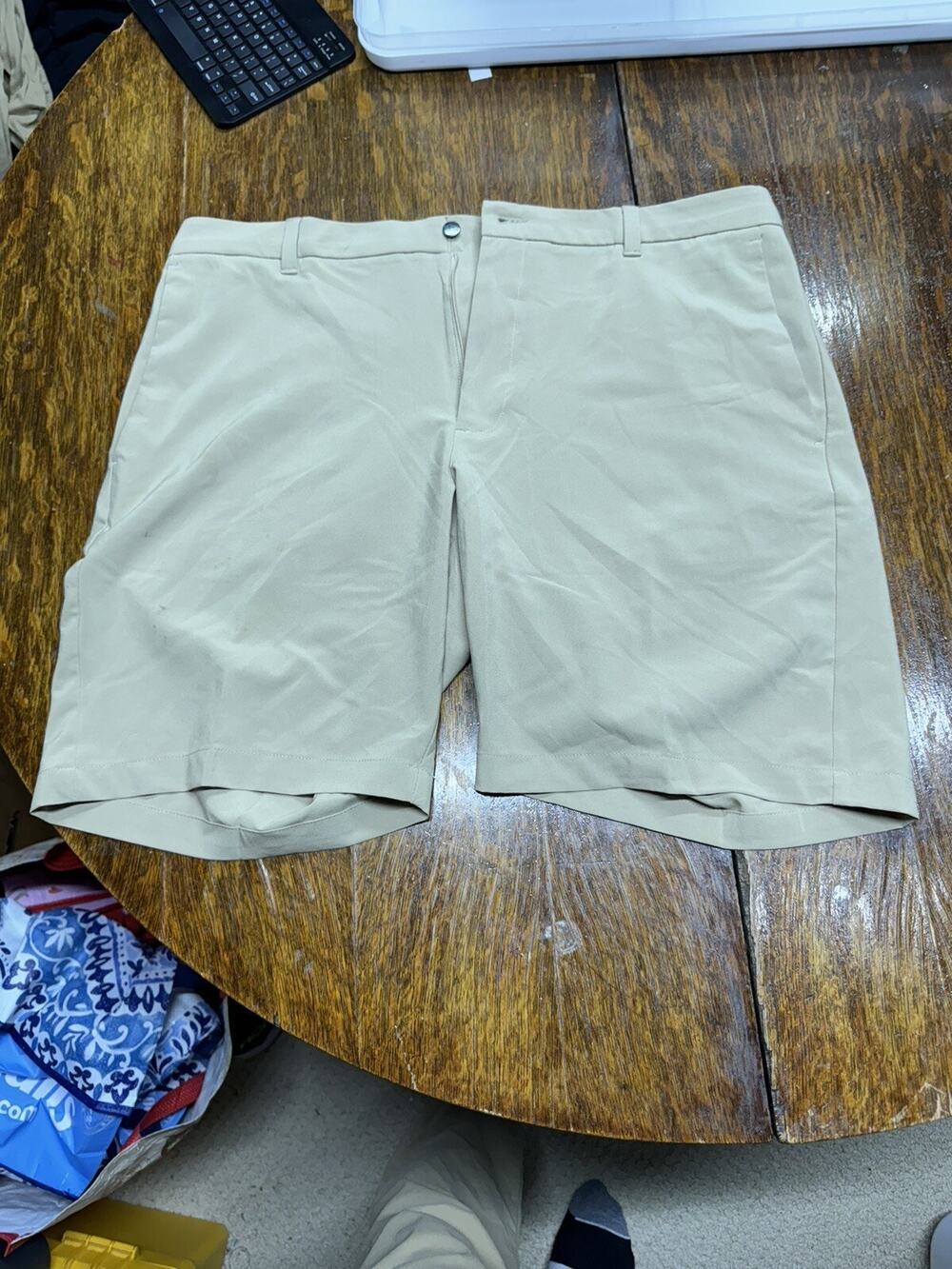 Callaway Shorts Mens 38 Tan Flat Front Chino High Rise Stretch Travel Golf